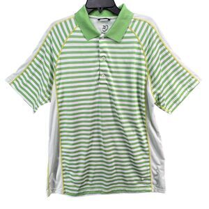 Zero Restriction Polo Shirt Mens XL Green Striped Tour Series Golf Performance